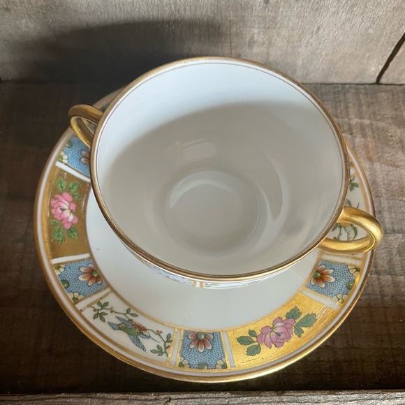 Antique U.C. Limoges France Double Handled Bouillon Cup & Saucer Vintage - Picture 4 of 16